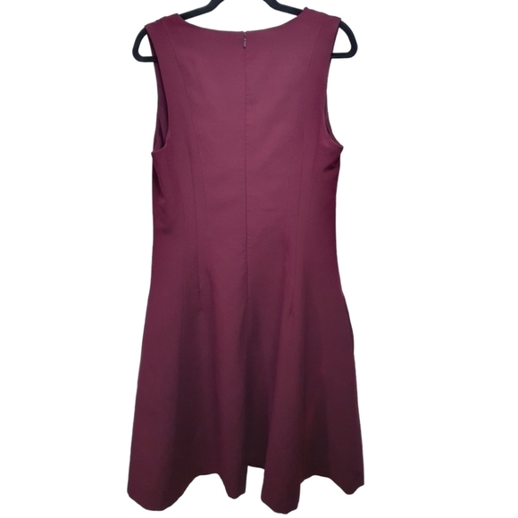 Banana Republic Stretch Sleeveless Mini Fit & Flare Skater Dress Burgundy Size14 - Picture 9 of 14